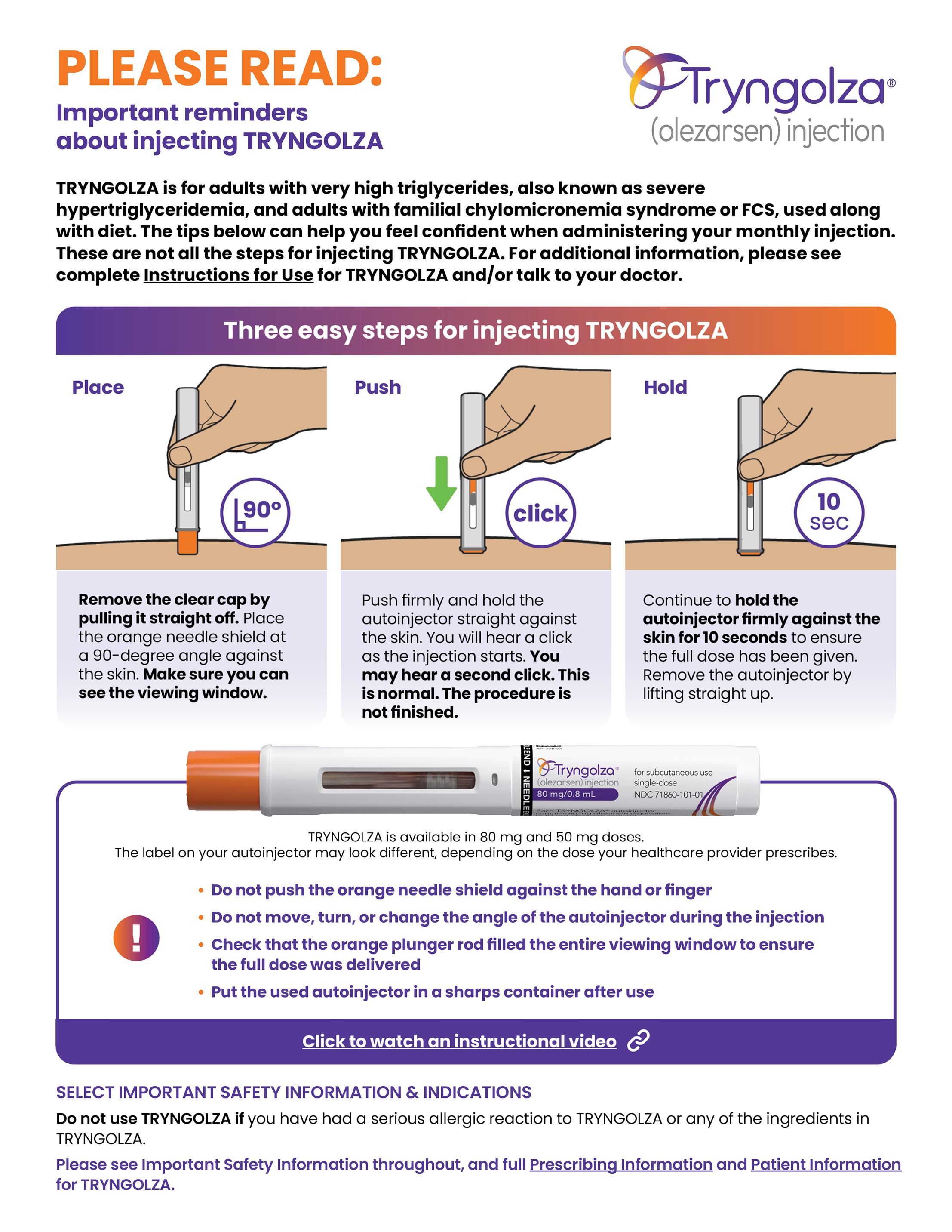 Preview of the TRYNGOLZA Injection Quick Reference Guide