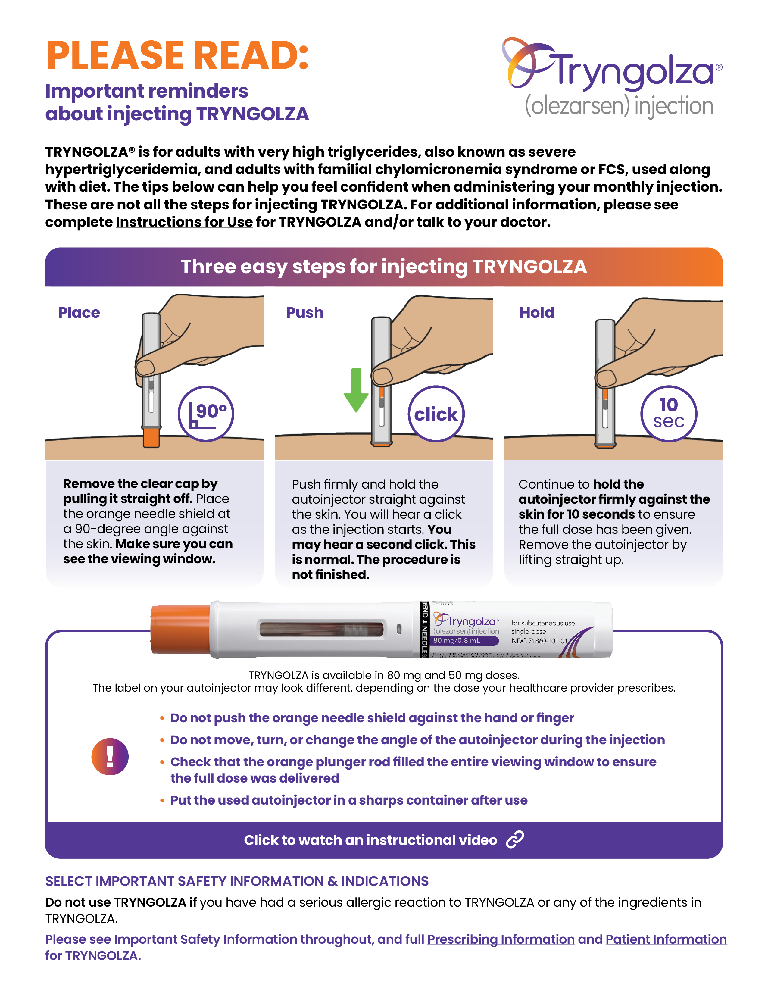 Preview of the TRYNGOLZA Injection Quick Reference Guide